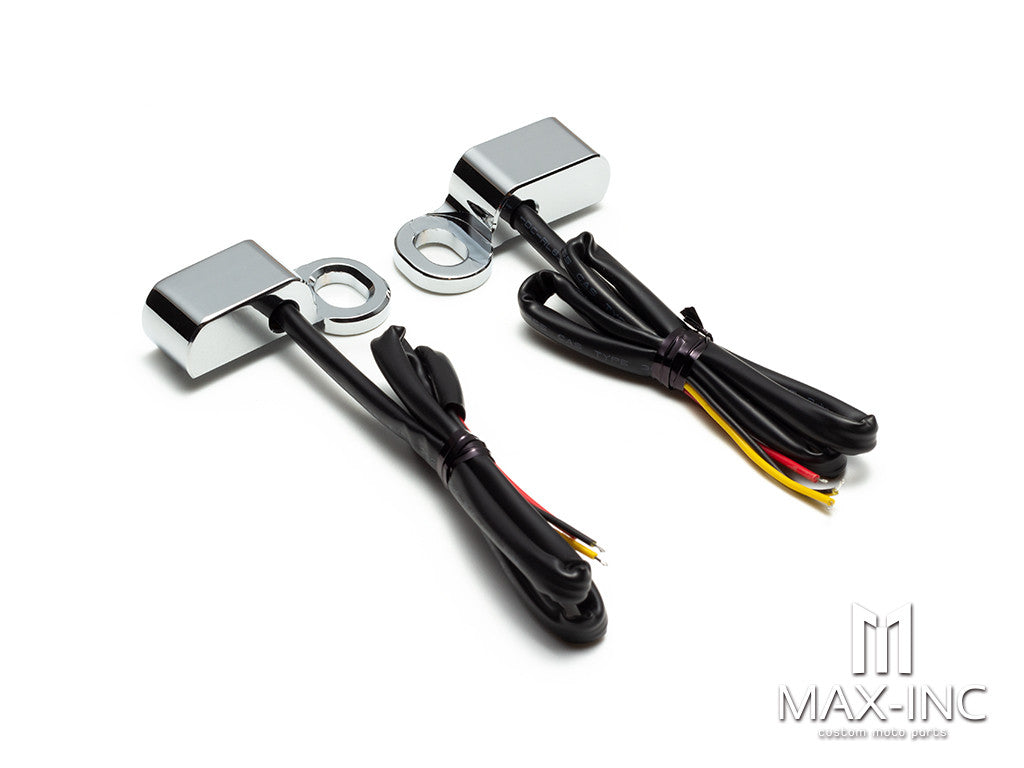 CHROME SMOKED Motorcycle 12V LED Mini Turn Signals Indicators Running Light With E Mark For Harley Touring Street Glide 14-20 Softail 16-17
