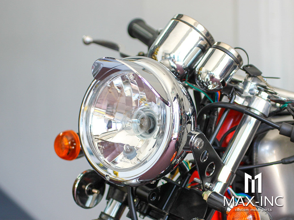 6.75" Chrome Universal Headlight + Visor - Emarked
