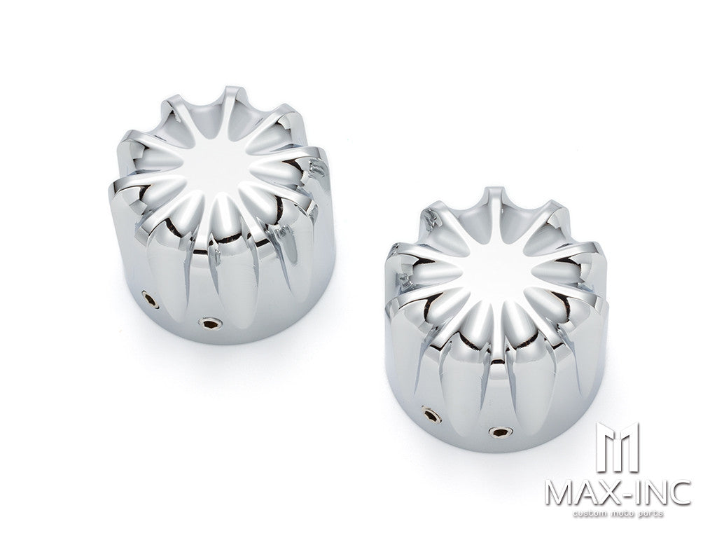 Motorcycle Front Axle Nut Covers Caps Aluminum Chrome For Harley Sportster Touring Softail Dyna VRSC Fat