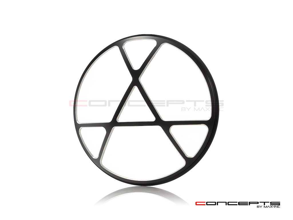 7" Anarchy Grille Design Black + Contrast CNC Aluminum Headlight Guard Cover