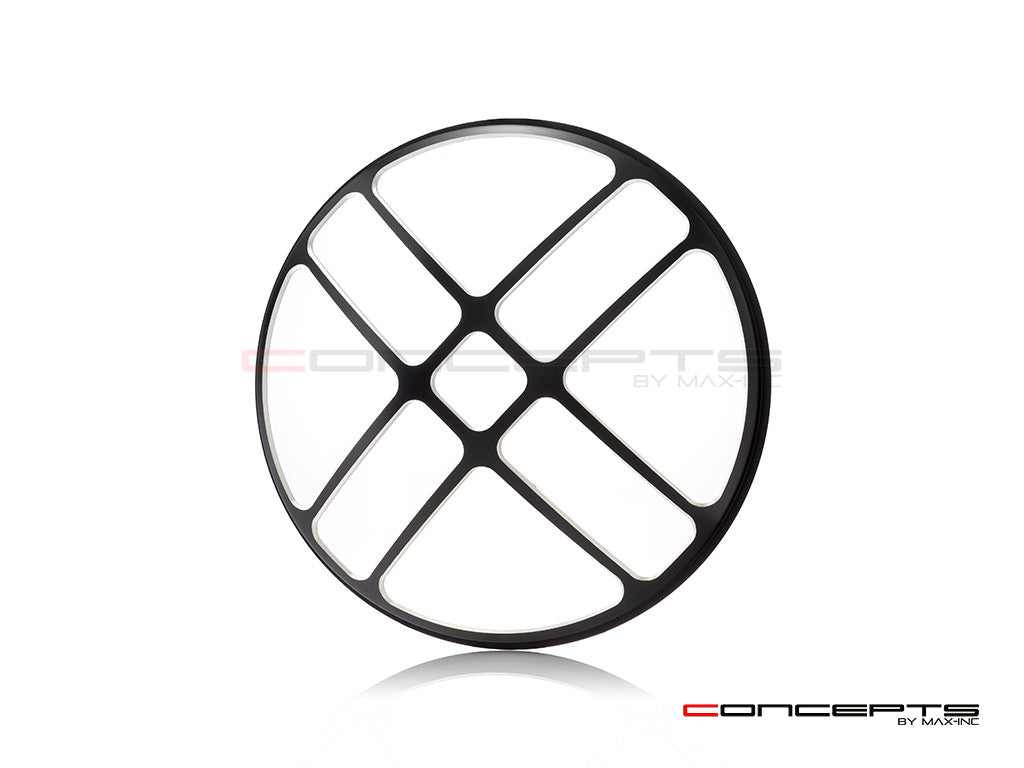 7" Titan Grille Design Black + Contrast CNC Aluminum Headlight Guard Cover