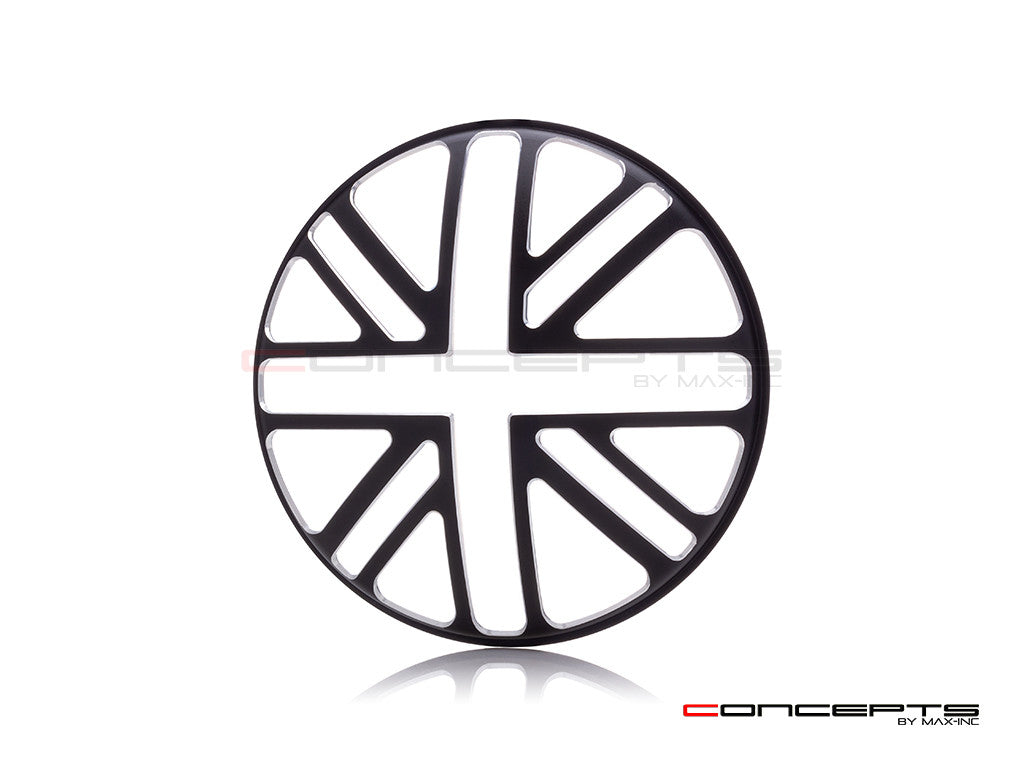 5.75" Union Jack Design Black / Contrast CNC Aluminum Headlight Guard Cover
