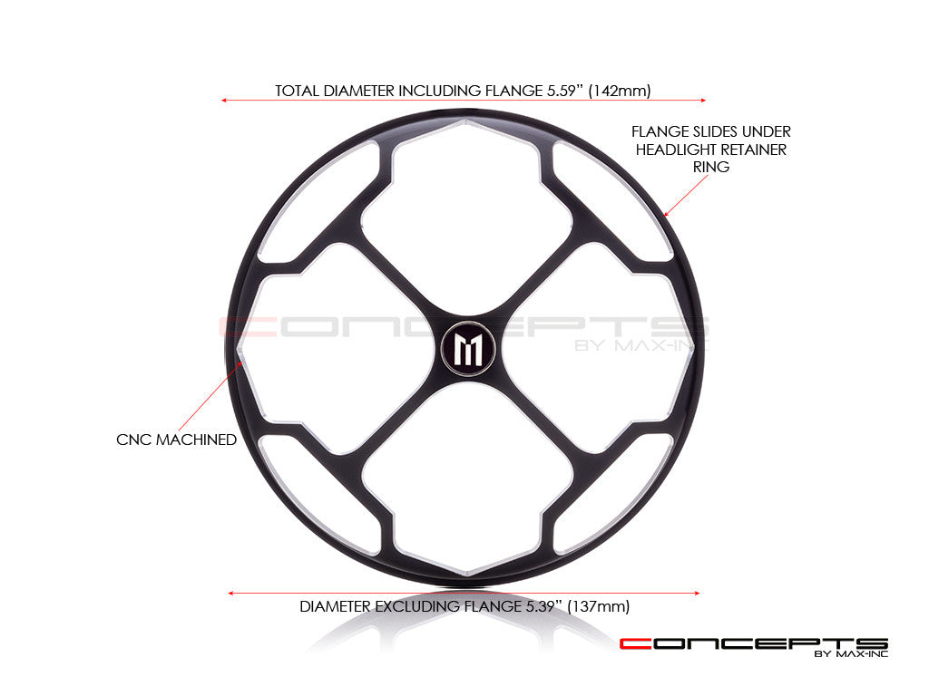 5.75" Rukis Design Black / Contrast CNC Aluminum Headlight Guard Cover