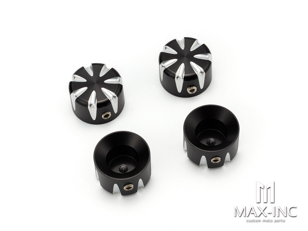 Black Cut Motorcycle Front Axle Nut Covers Caps Aluminum Black/Chrome For Harley Sportster Touring Softail Dyna VRSC Fat Bob Wide Glide