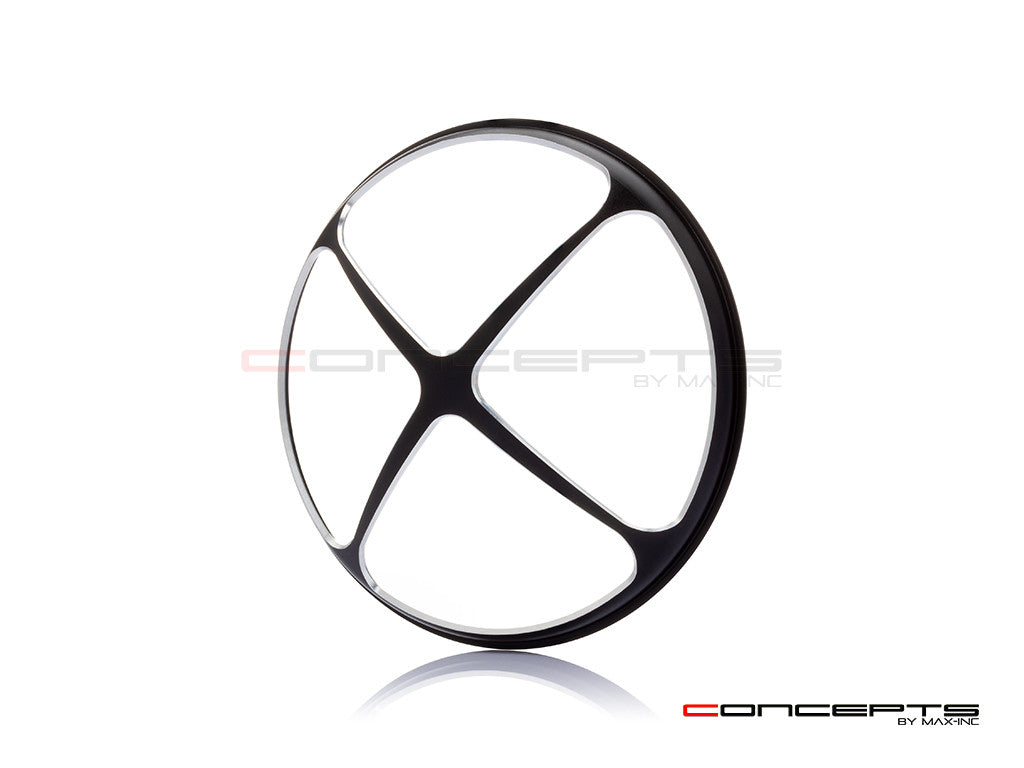 5.75" Cross Design Black / Contrast CNC Aluminum Headlight Guard Cover