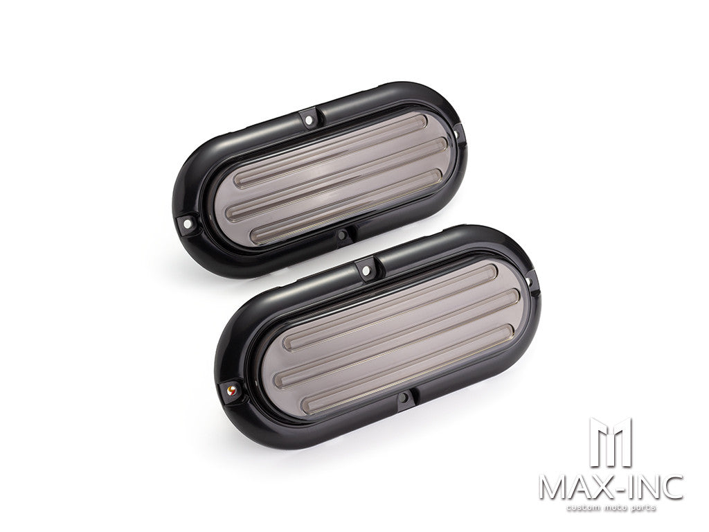 Smoked Super Even Brightness Oval LED Integrated Sequential Turn Signals / Tail / Stop / Warning
