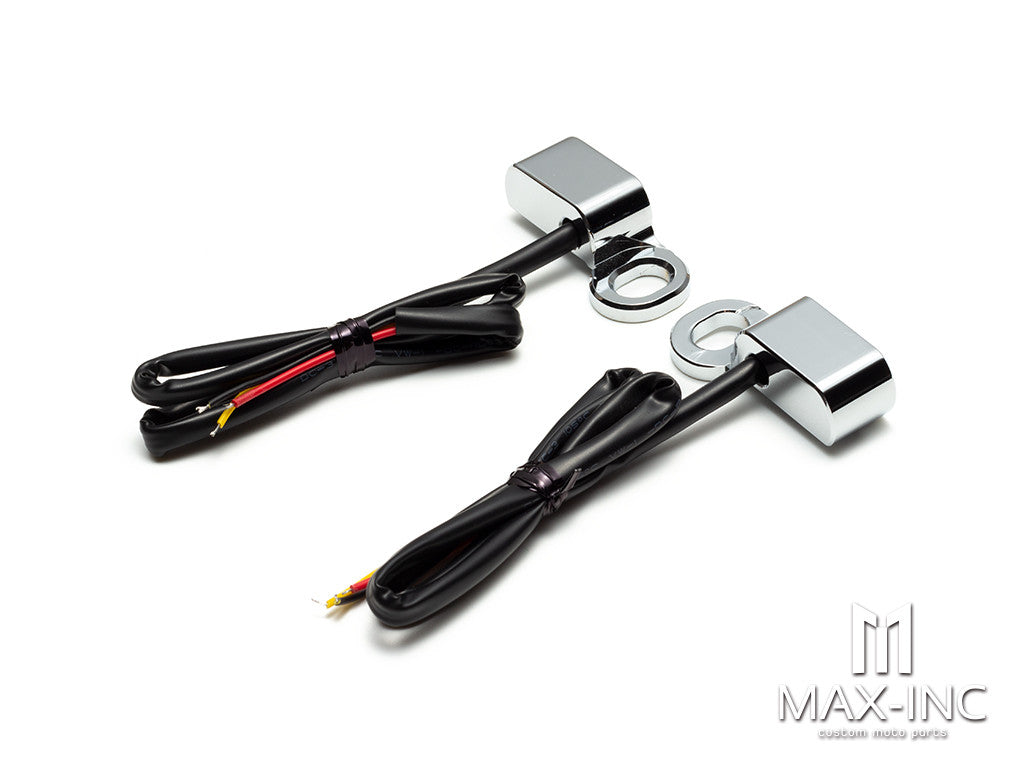 CHROME SMOKED Motorcycle 12V LED Mini Turn Signals Indicators Running Light With E Mark For Harley Touring Street Glide 14-20 Softail 16-17