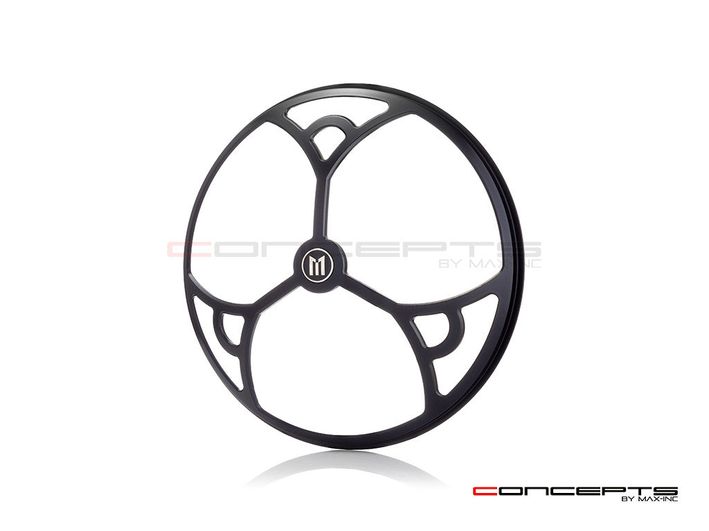 7" Tri-Deco Grille Design Black CNC Aluminum Headlight Guard Cover