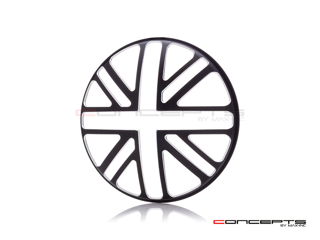 5.75" Union Jack Design Black / Contrast CNC Aluminum Headlight Guard Cover