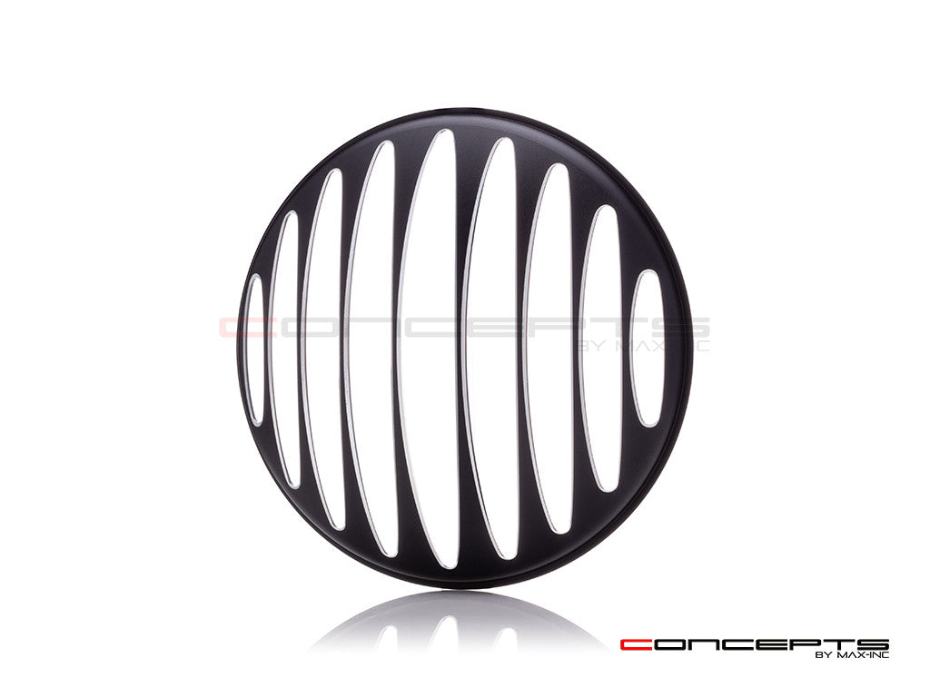 5.75" Prison Grill Design Black / Contrast CNC Aluminum Headlight Guard Cover