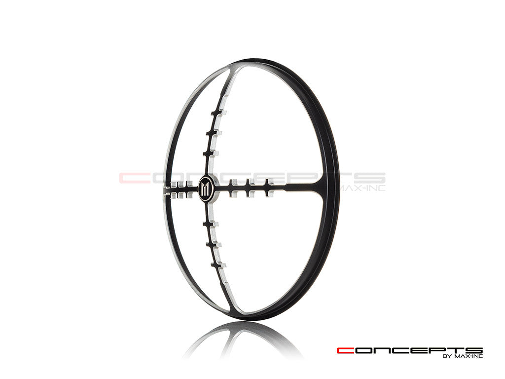 7" Cross Hairs Grille Design Black + Contrast CNC Aluminum Headlight Guard Cover