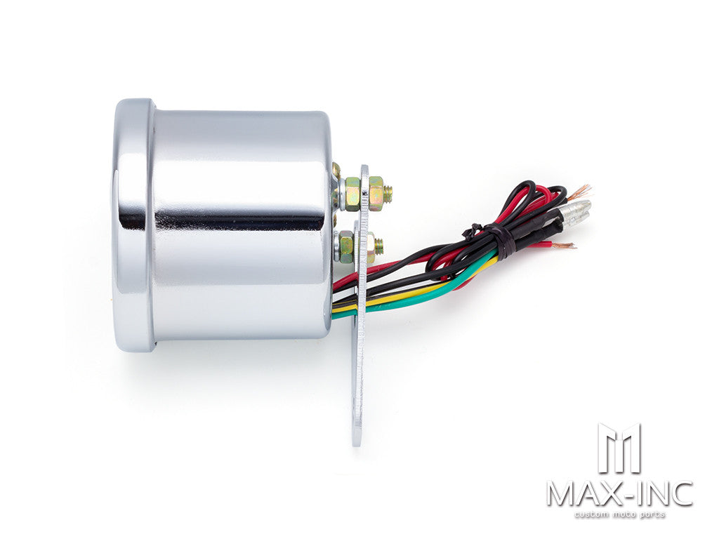 65mm Universal Chrome Electronic Tachometer + Mounting Bracket