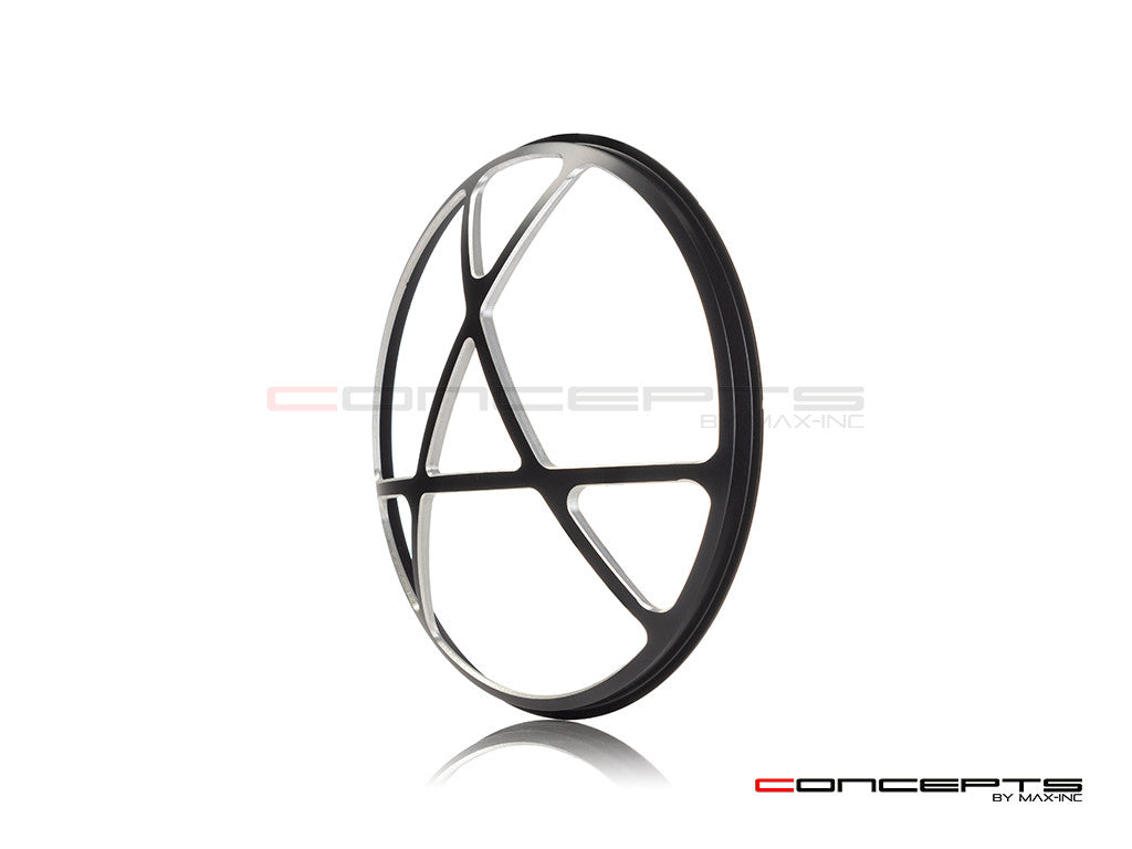 7" Anarchy Grille Design Black + Contrast CNC Aluminum Headlight Guard Cover