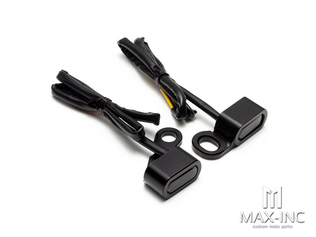 BLACK SMOKED Motorcycle Amber LED Mini Turn Signal Indicator Running Light Lamp