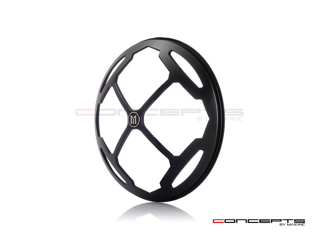 7" Rukis Grille Design Black CNC Aluminum Headlight Guard Cover