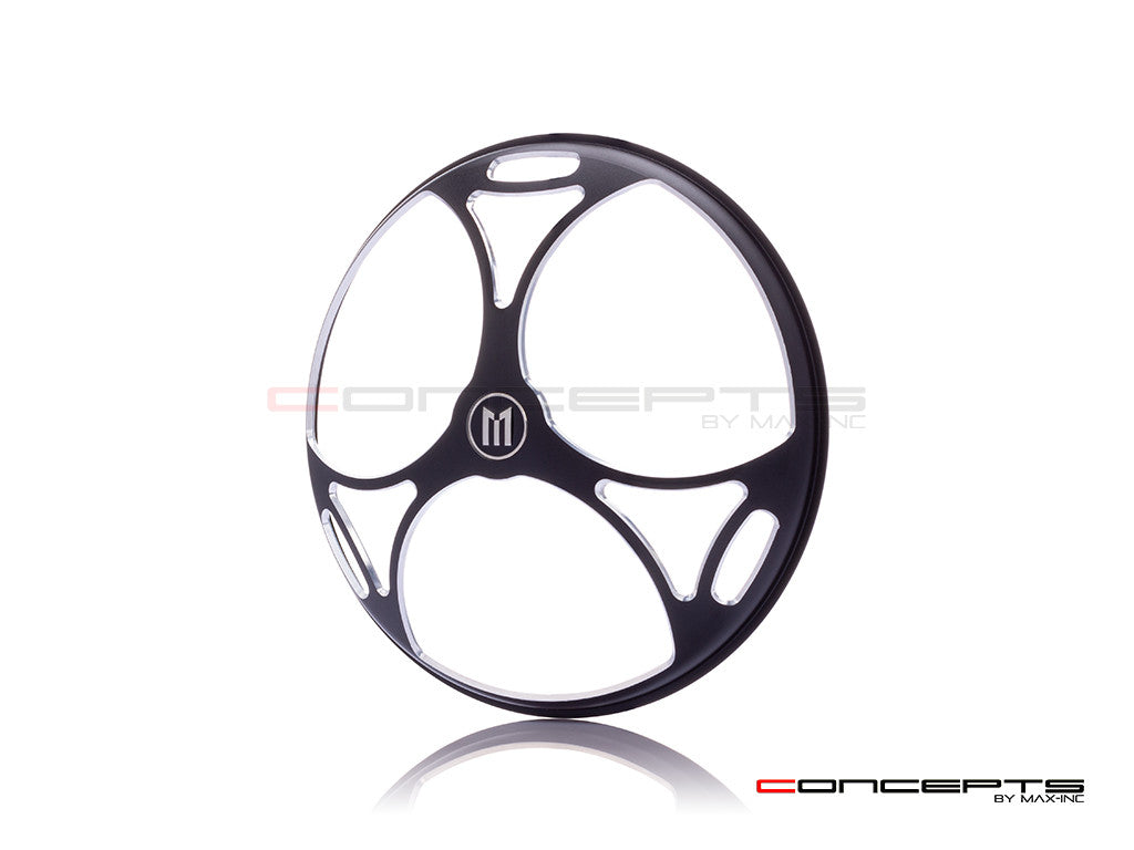 5.75" Tri-Maltese Design Black / Contrast CNC Aluminum Headlight Guard Cover