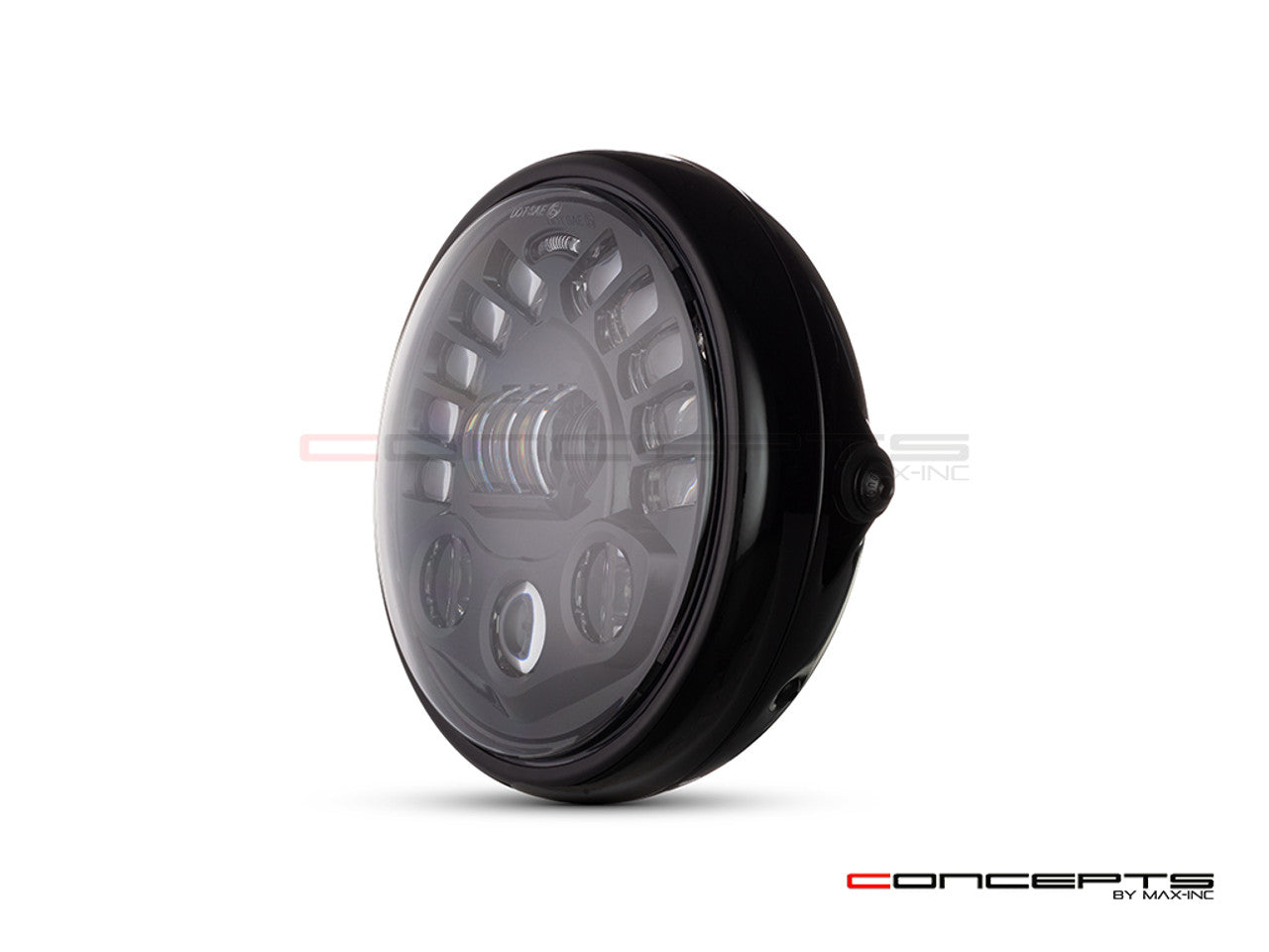 7.7 Inch Gloss Black Short Metal LED MOD Integrated Headlight - DRL + Turn Signals