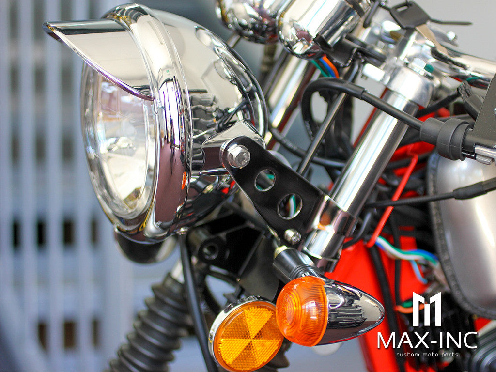 6.75" Chrome Universal Headlight + Visor - Emarked