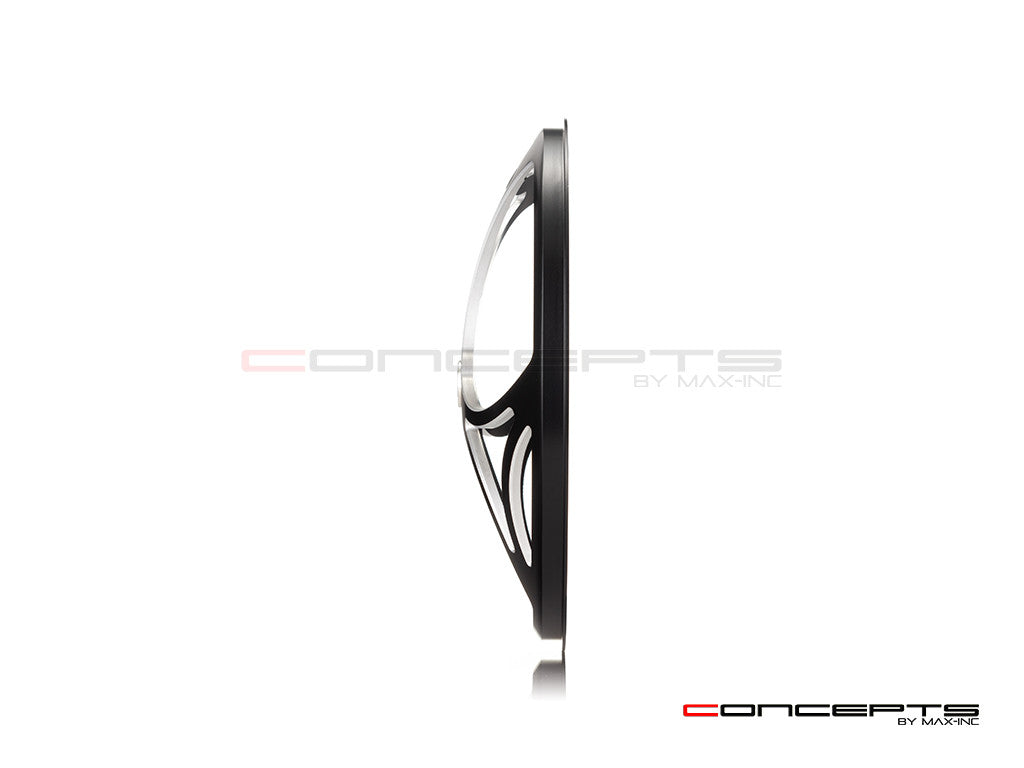 7" Tri-Maltese Grille Design Black + Contrast CNC Aluminum Headlight Guard Cover