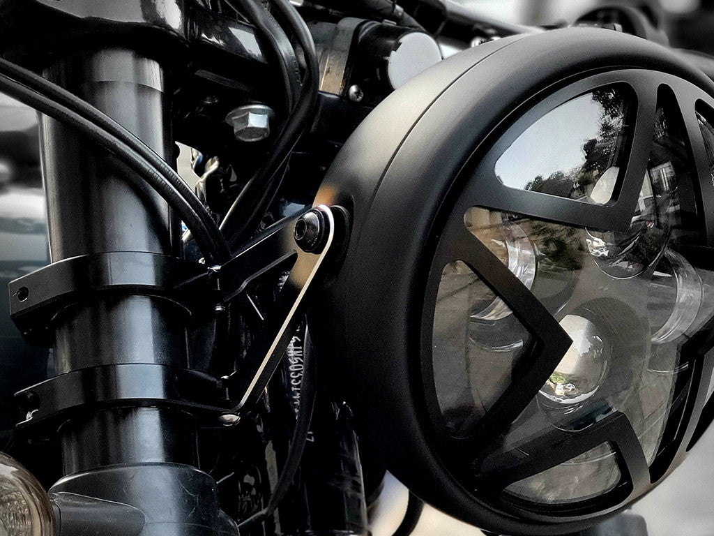 7"Big Star Grill Design Black CNC Aluminum Headlight Guard Cover