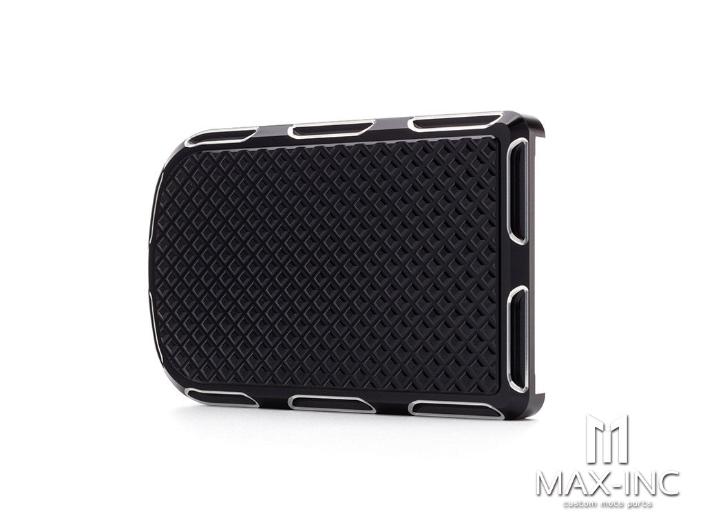 Black Cut Brake Pedal Pad Cover CNC Large Foot Pegs Pads For Harley Touring Road King Electra Street Glide Softail Fat Boy Dyna FLD Trike