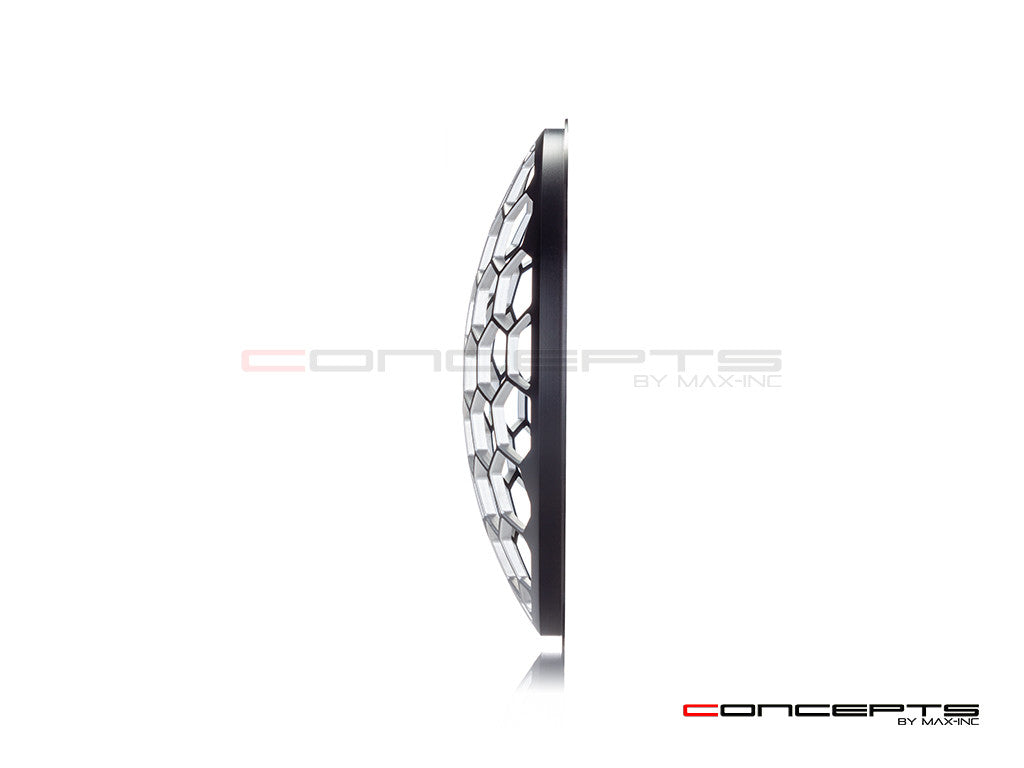 7" Honeycomb Grille Design Black + Contrast CNC Aluminum Headlight Guard Cover