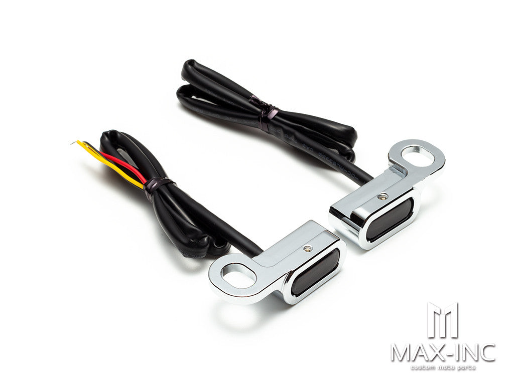 CHROME SMOKED Motorcycle 12V LED Mini Turn Signals Indicators Running Light With E Mark For Harley Touring Street Glide 14-20 Softail 16-17