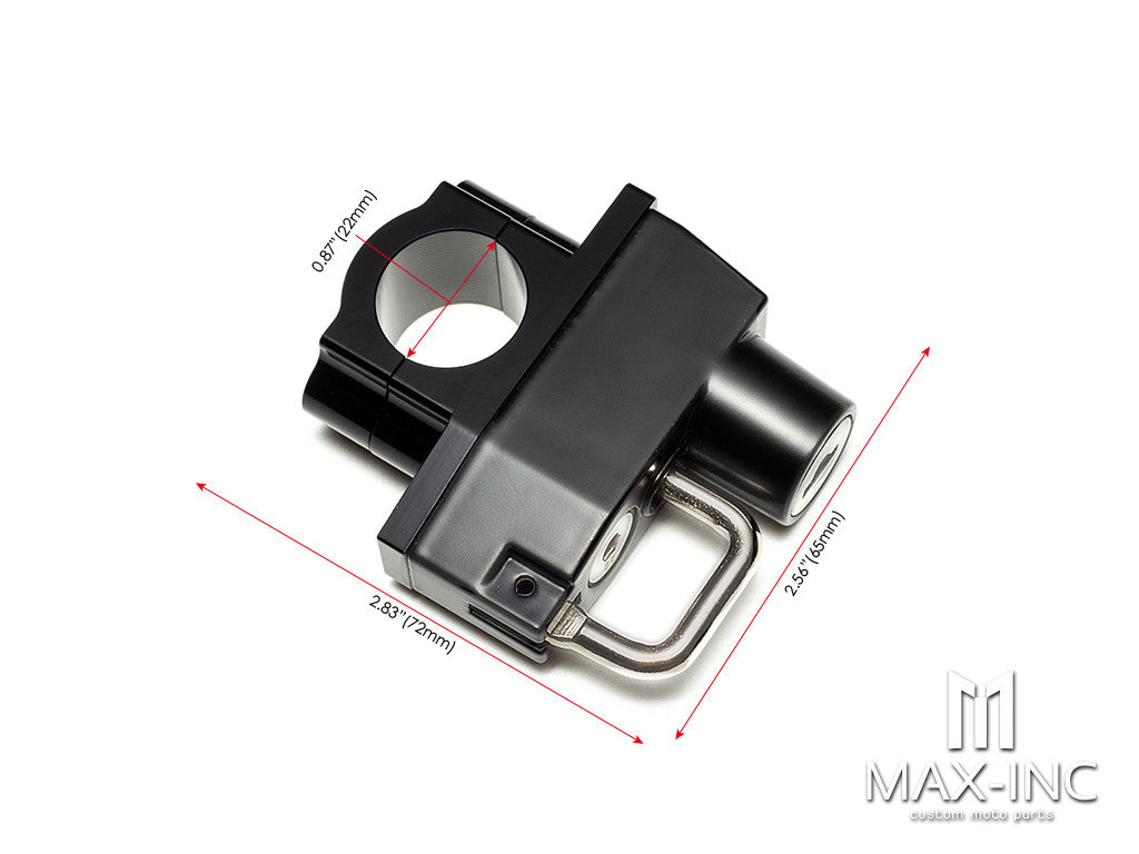 Black Universal Alloy Bar Mount Helmet Lock - 22mm