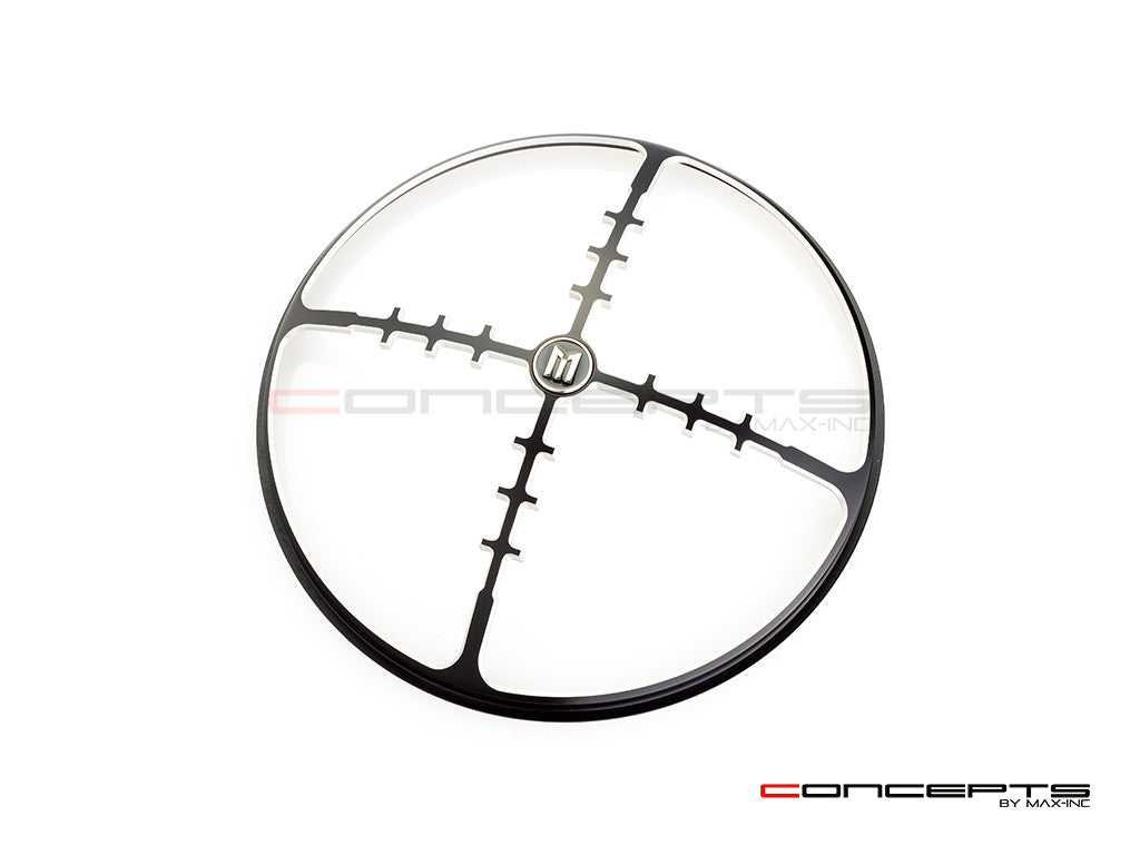 7" Cross Hairs Grille Design Black + Contrast CNC Aluminum Headlight Guard Cover