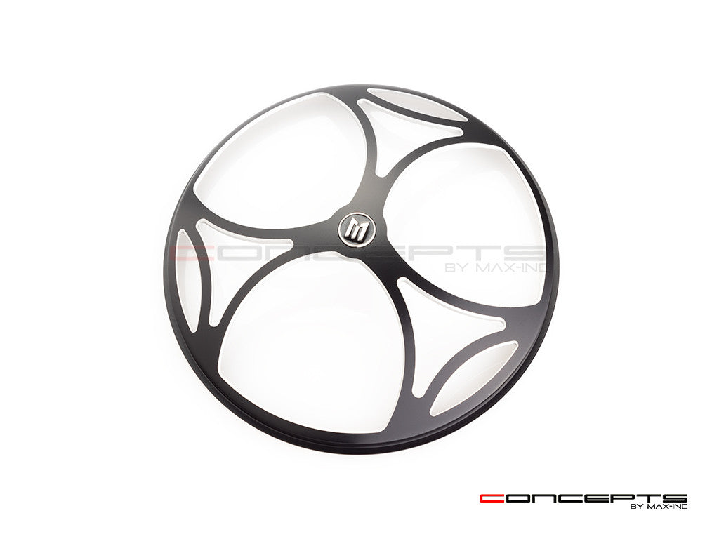 7" Tri-Maltese Grille Design Black + Contrast CNC Aluminum Headlight Guard Cover