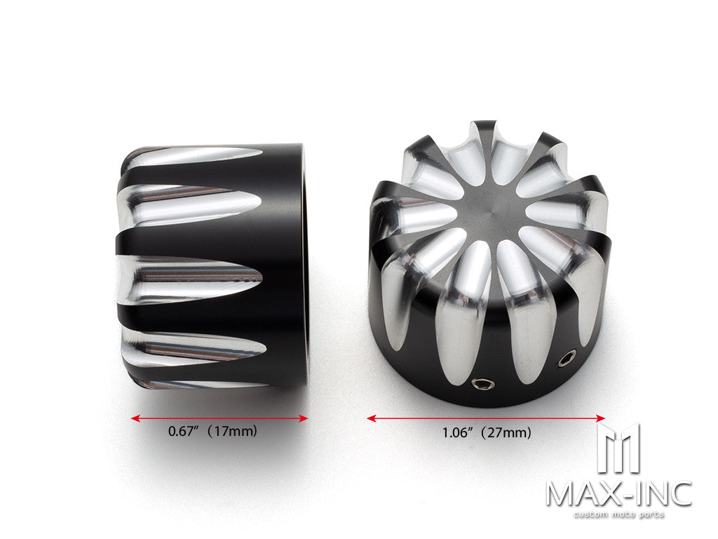 Motorcycle Front Axle Nut Covers Caps Aluminum Black Cut For Harley Sportster Touring Softail Dyna VRSC
