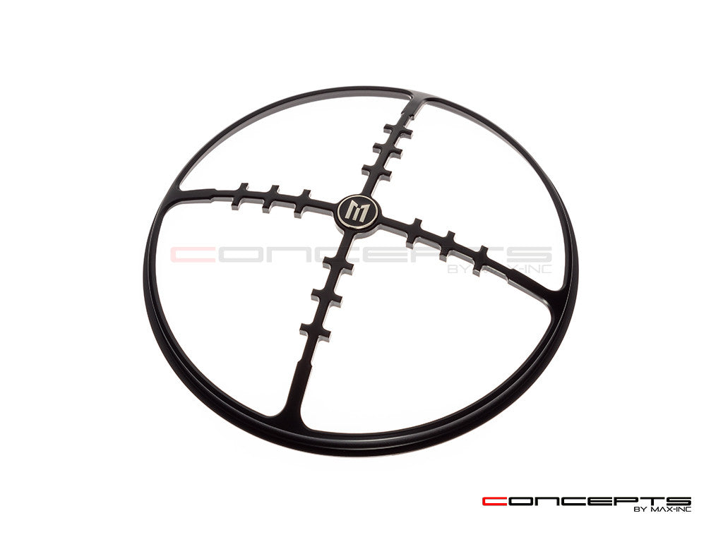 7" Cross Hairs Grille Design Black CNC Aluminum Headlight Guard Cover