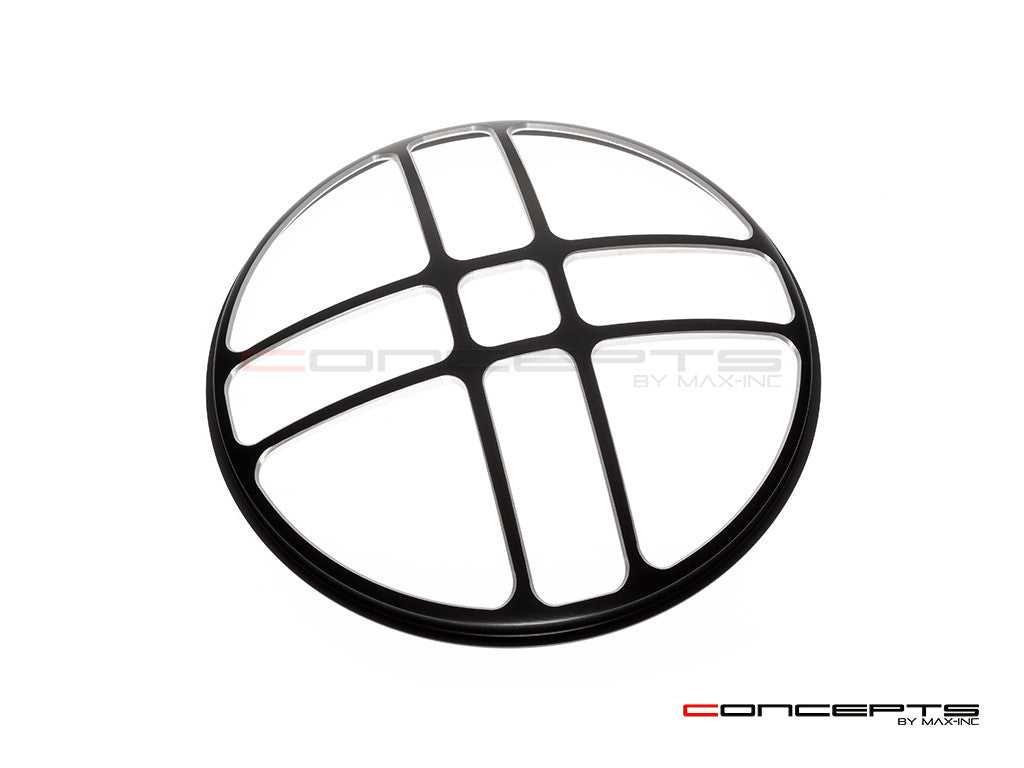 7" Titan Grille Design Black + Contrast CNC Aluminum Headlight Guard Cover