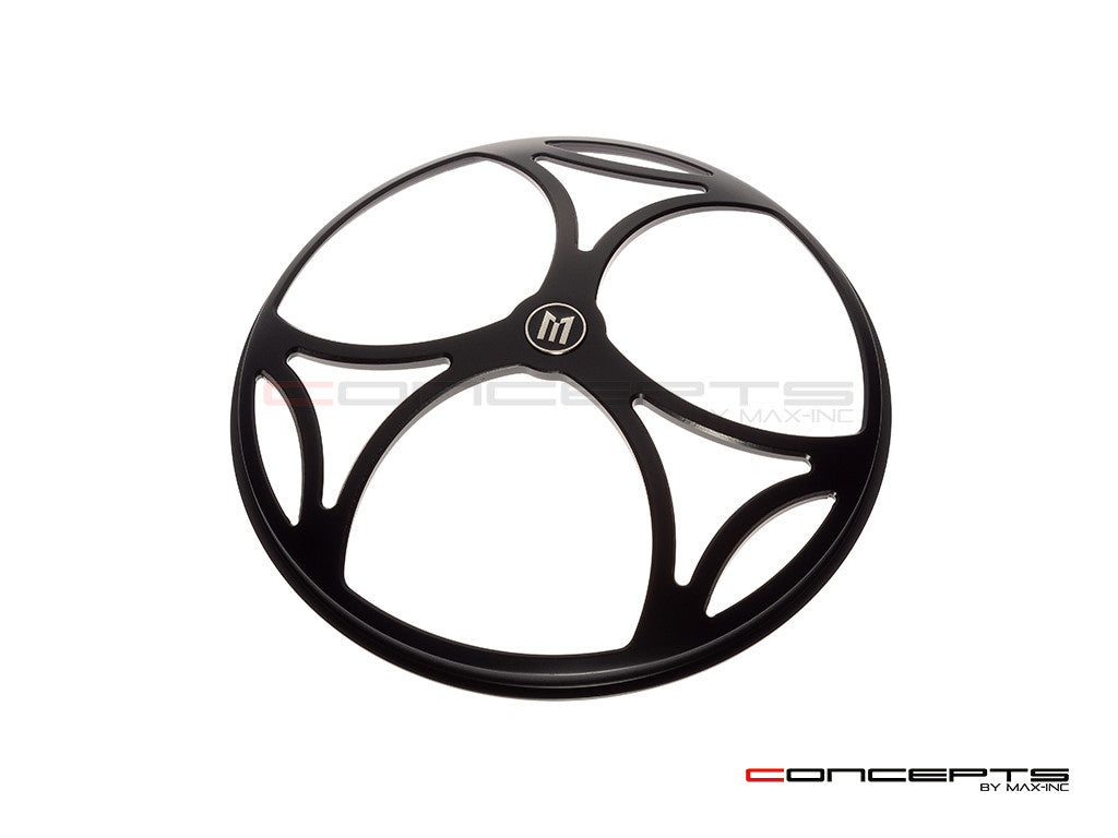 7" Tri-Maltese Grille Design Black CNC Aluminum Headlight Guard Cover