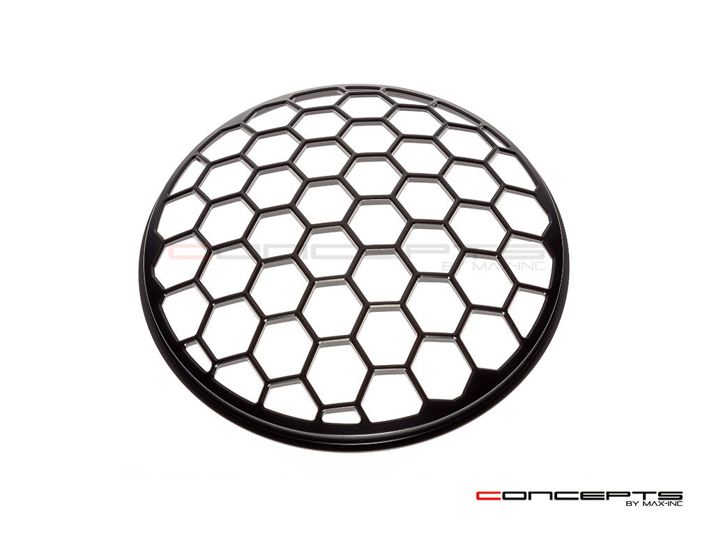 7" Honeycomb Grille Design Black CNC Aluminum Headlight Guard Cover