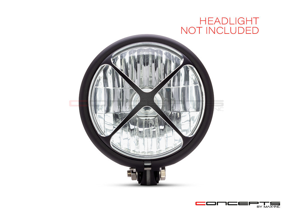 5.75" Cross Design Black / Contrast CNC Aluminum Headlight Guard Cover