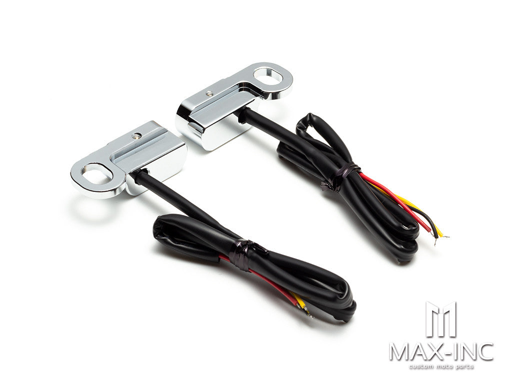 CHROME SMOKED Motorcycle 12V LED Mini Turn Signals Indicators Running Light With E Mark For Harley Touring Street Glide 14-20 Softail 16-17
