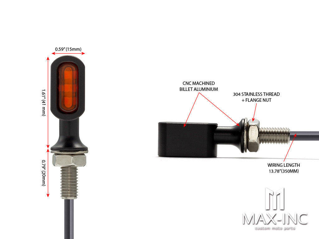 HARLEY MINI TURNER LAMP BLACK RED LENS