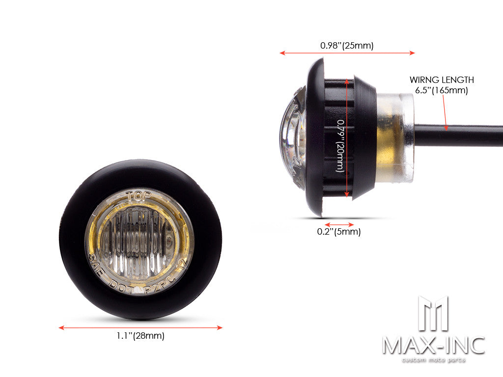 AMBER 12v Round Flush Mount LED Mini Marker Lights