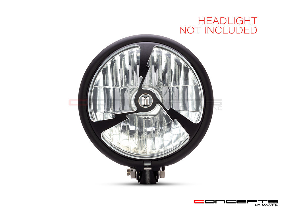 5.75" Tri-Bolt Design Black / Contrast CNC Aluminum Headlight Guard Cover