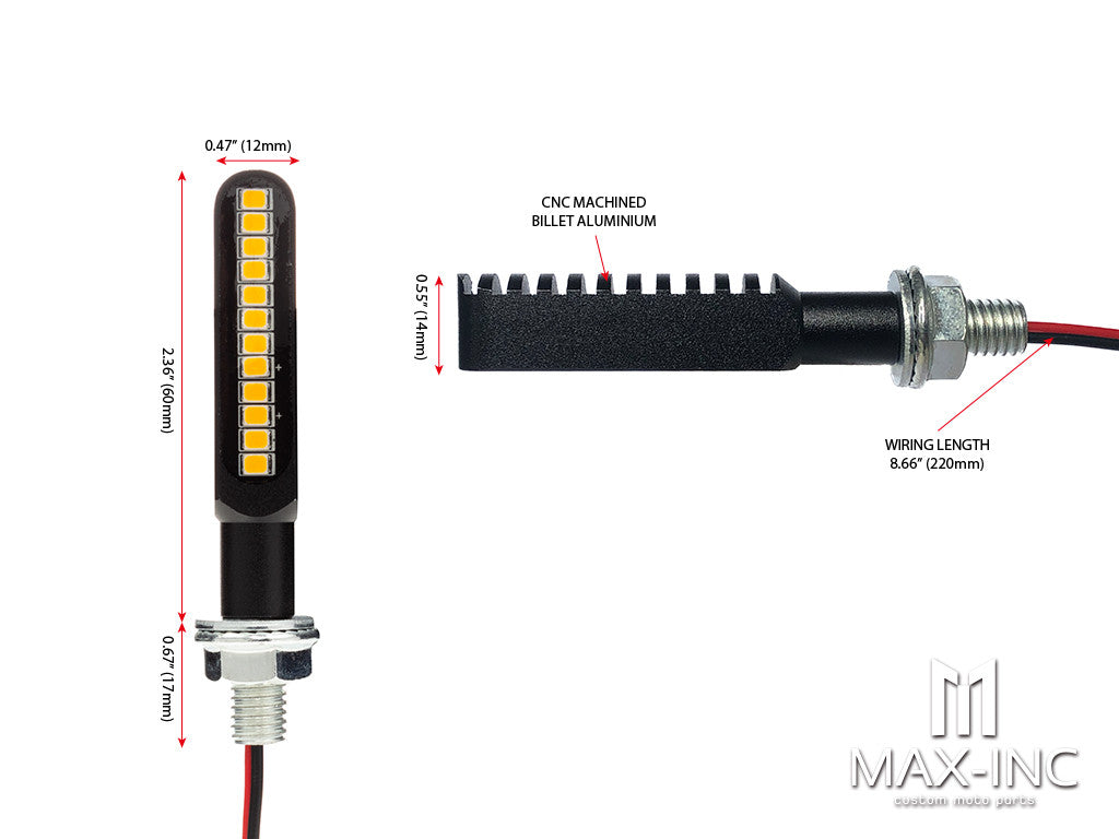 CNC Machined Mini LED Bar with Resin Topper - Sequential Indicators
