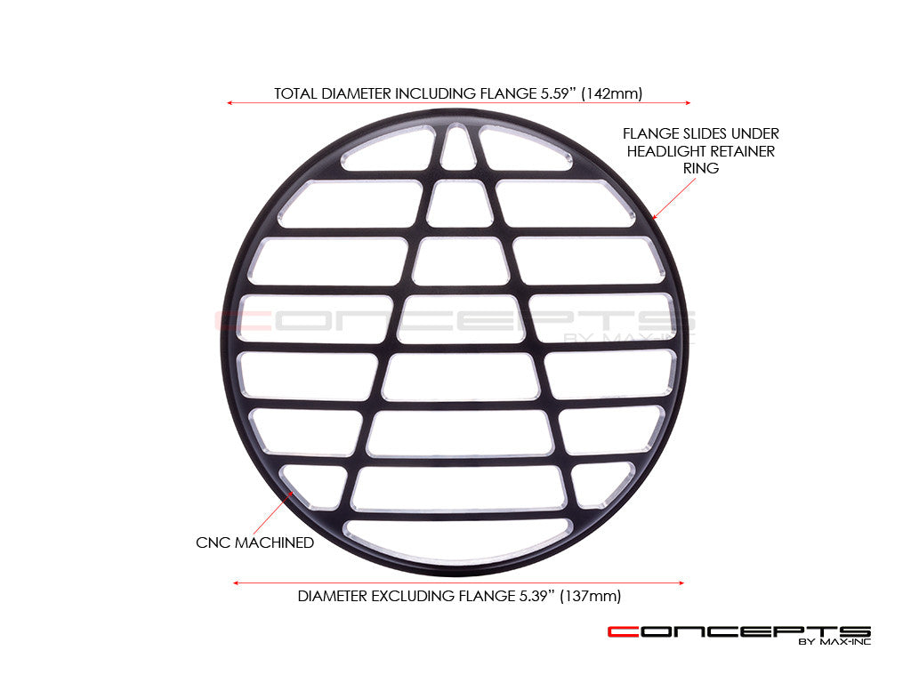 5.75" Atec Design Black / Contrast CNC Aluminum Headlight Guard Cover