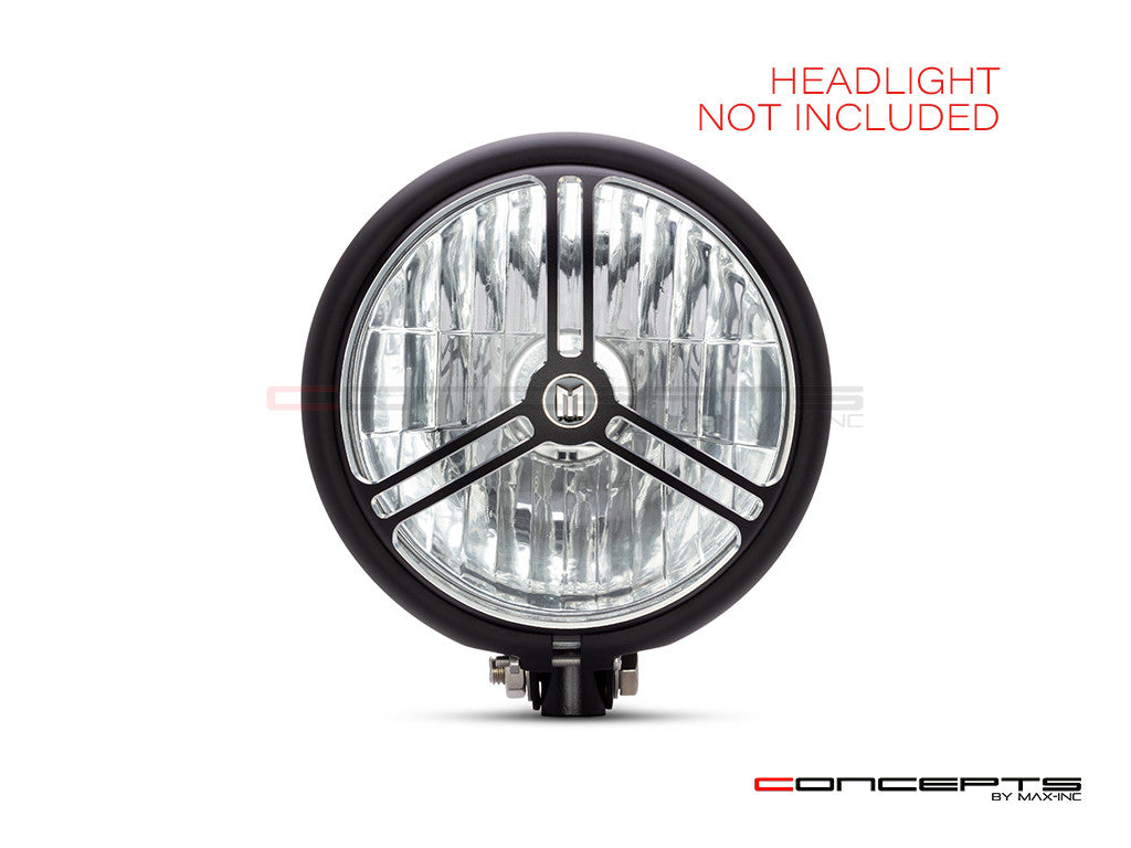 5.75" Tri-Pro Design Black / Contrast CNC Aluminum Headlight Guard Cover