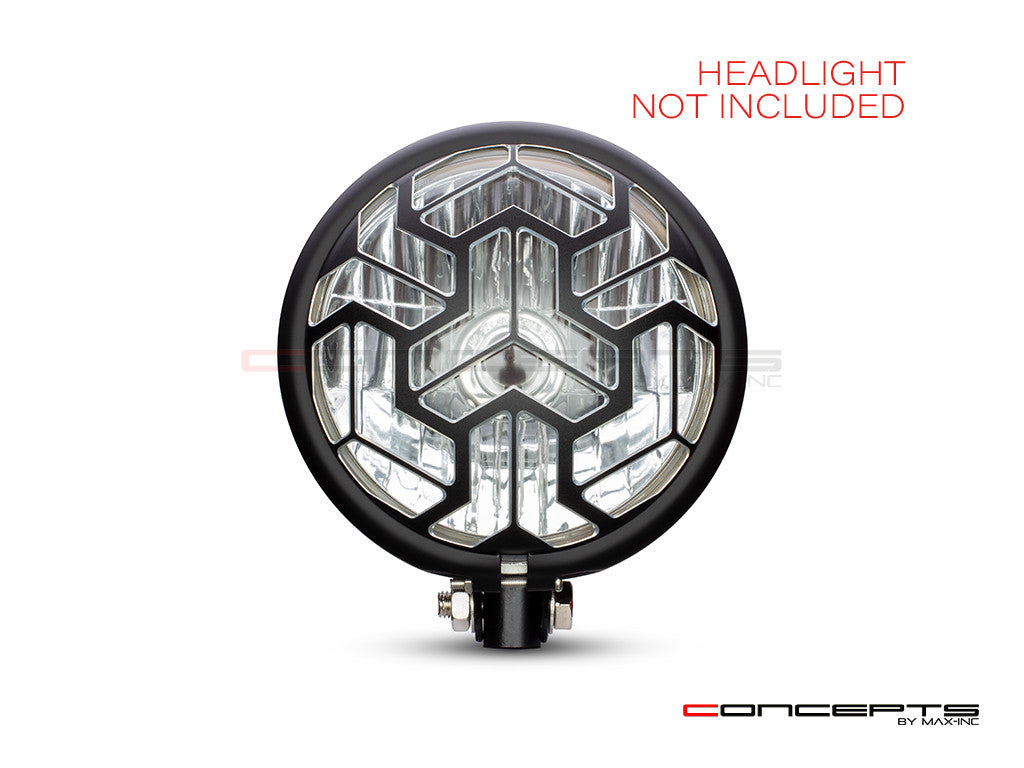 5.75" Trippa Design Black / Contrast CNC Aluminum Headlight Guard Cover
