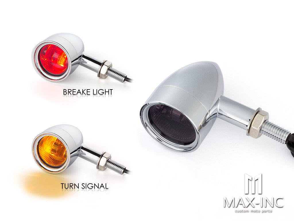 Chrome Dual Color LED Integrated Turn Signals w/ Smoked Lens (Turn / Tail)