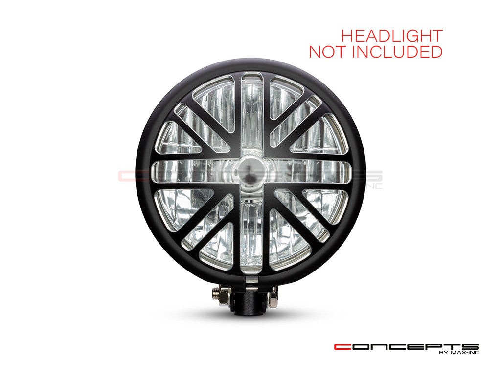 5.75" Union Jack Design Black / Contrast CNC Aluminum Headlight Guard Cover