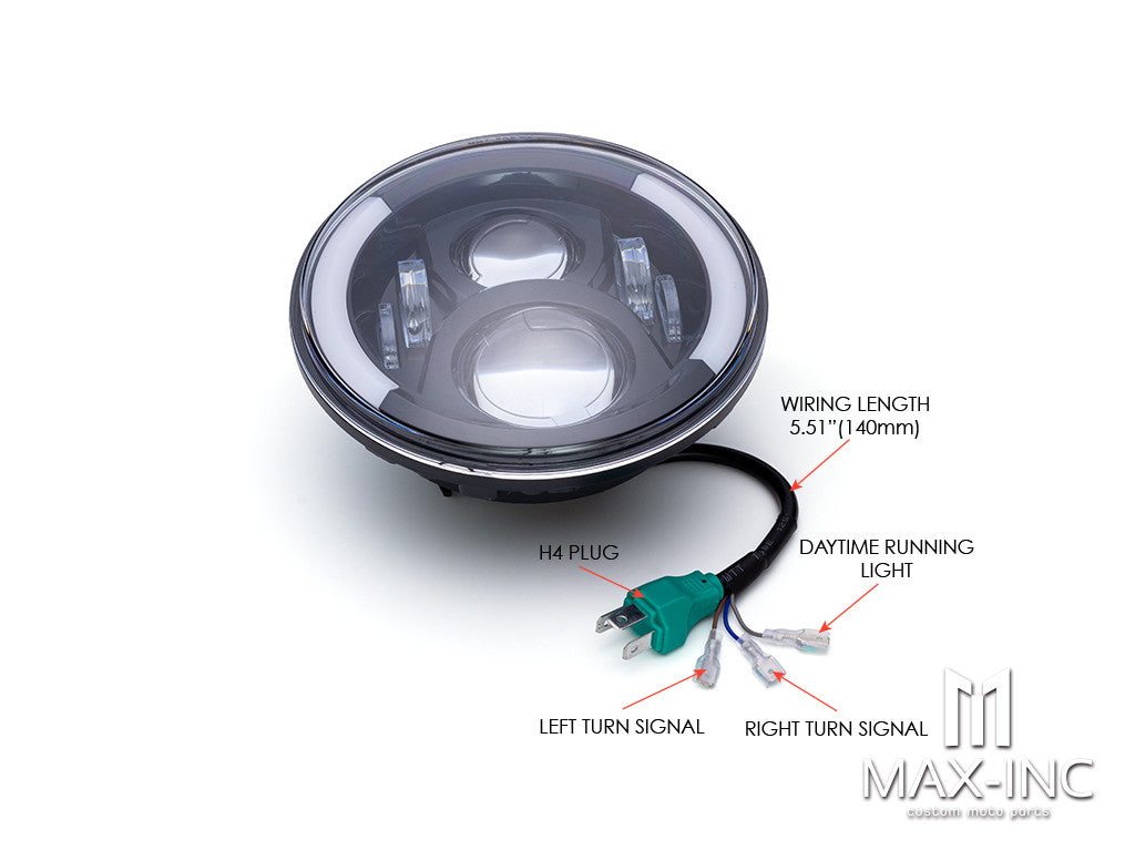 7" LED Headlight + Integrated DRL & Half Moon Turn Signals