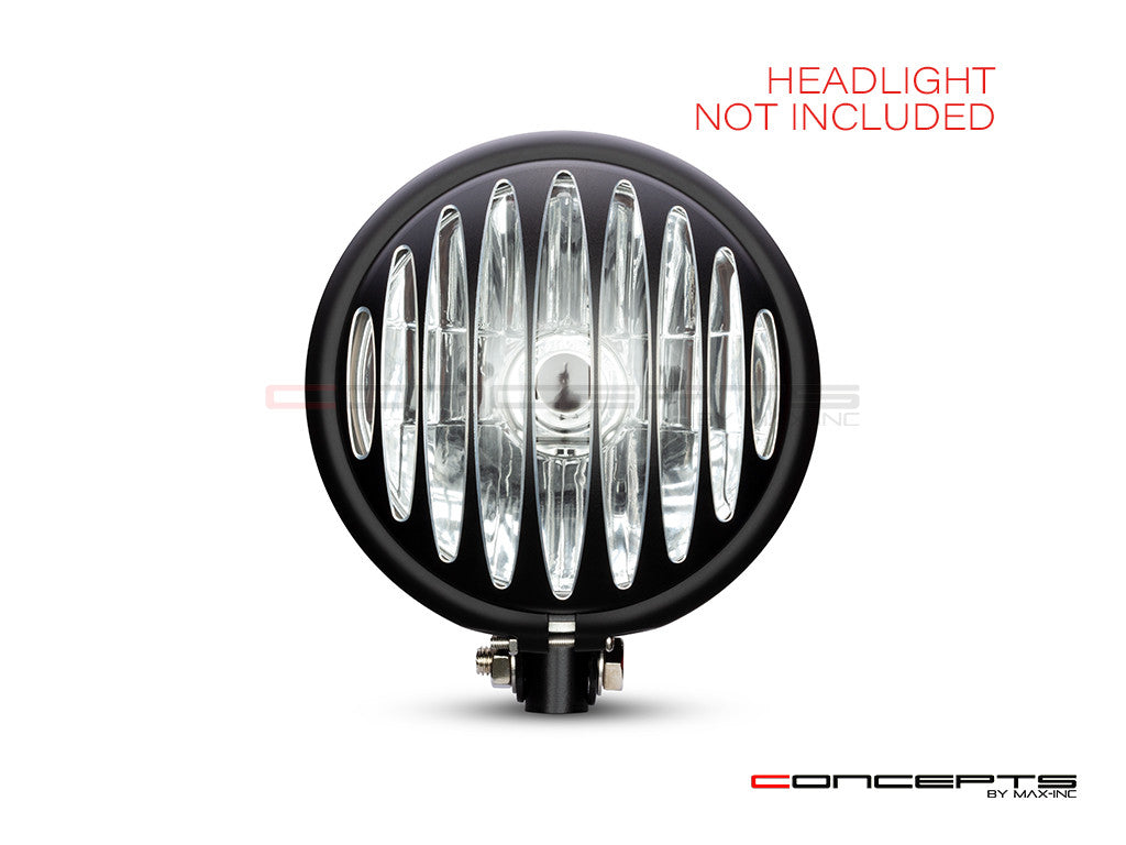 5.75" Prison Grill Design Black / Contrast CNC Aluminum Headlight Guard Cover