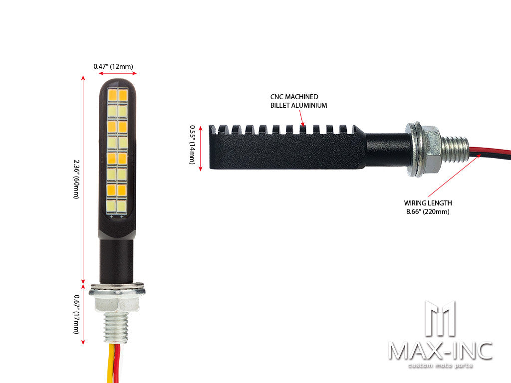 CNC Integrated Mini LED Bar with Resin Topper - Sequential Indicators / DRL (Strobe Flashing & On)