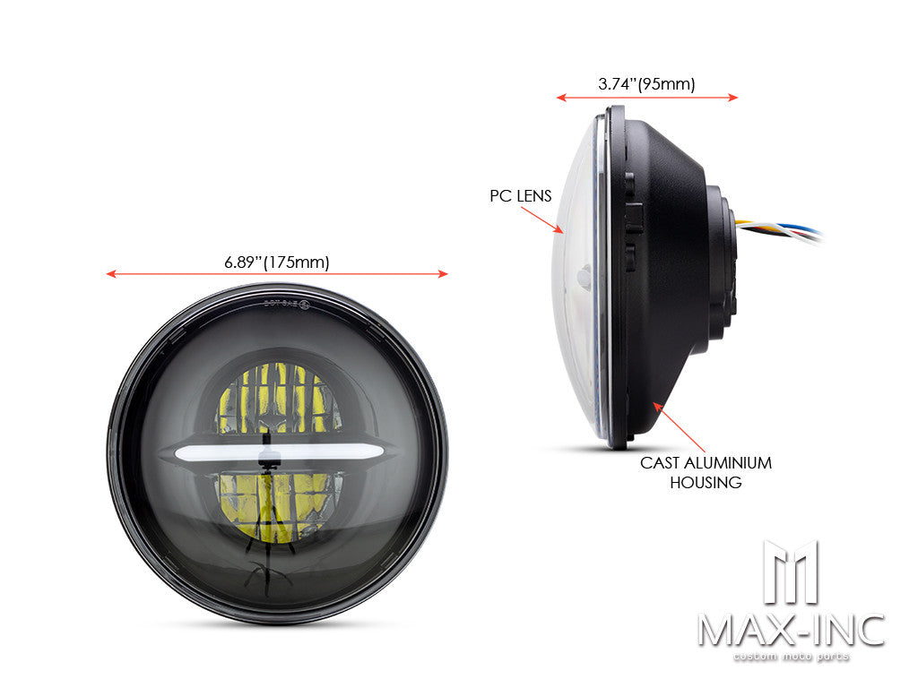 7" Black Classic / Modern LED Headlight Insert